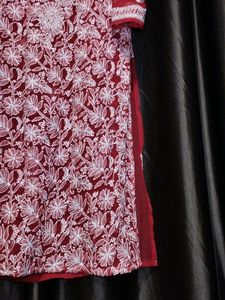 Red chicken kurta set