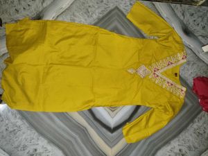 Elegant Yellow Kurta Set with Pink Dupatta