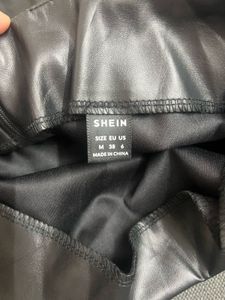 Black Faux Leather Ruched Skirt size M