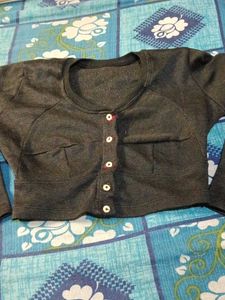 Dark Grey Cropped Blouse