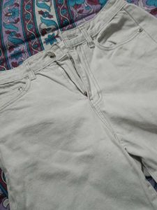 Cream Wide Leg Jeans