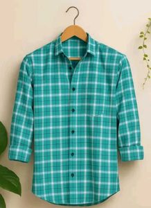 Men's Teal Checkered Casual Shirt
