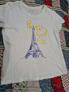White Paris Eiffel Tower Graphic T-Shirt