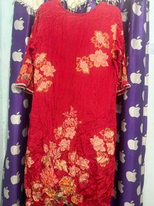 Chiffon red Kurta Set