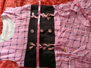 Pink Checked Kurta Unused
