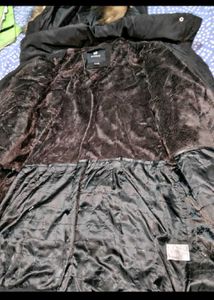 Black Puffer Jacket with Fur Hood