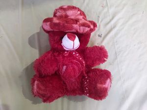 Cute Red Teddy Bear with Hat