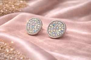 Sparkling Oval Stud Earrings