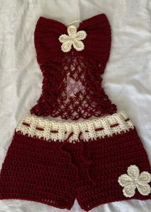 Crochet Bikini Set with Flower Accent