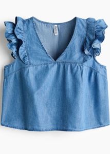 H&amp;M Frill-Trimmed Cotton Poplin Top (S)