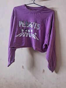 Purple Peanuts Graphic Long Sleeve Top