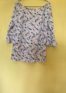 FIG Floral White Tie-Up Top(without pants)| Size S
