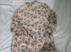Floral Print Ruffle Neck Top BY RARE