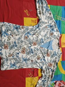 Blue coloured full sleeve printed top