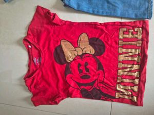 Cute Denim Dress &amp; Minnie Mouse Top