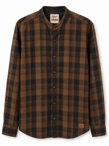 Roadster Men's Brown Plaid Band Shirt