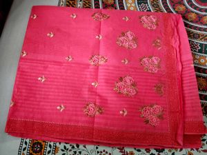 Pink Dhaga Work Saree Pure cotton 🩷