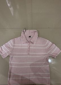 H&amp;M Pink Striped Polo Shirt