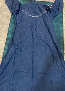 Denim Dress with Embellished Sleeves