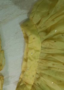 Mustard Yellow Peplum Lehenga Choli with Net Dupat