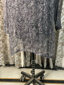 Stylish Grey Print Ethnic Gown