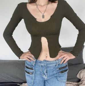 Ribbed Bell Sleeve Cropped Top
