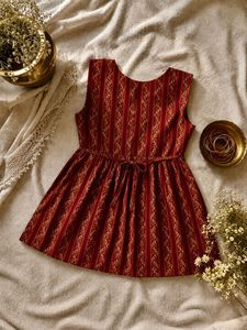 Maroon Striped Ethnic Kurta