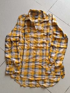 Yellow Plaid Button-Up Shirt