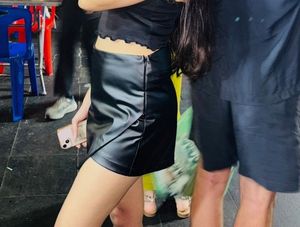 Black Faux Leather Mini Skort