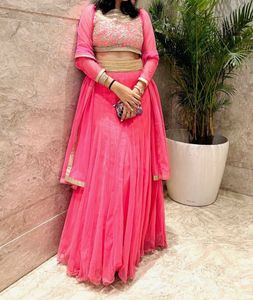 Pink Net Lehenga Choli Set