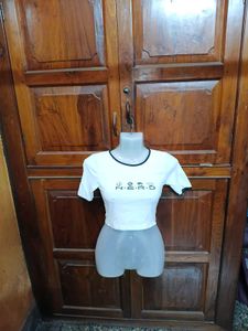 White Cropped T-Shirt with "NERD" Graphic