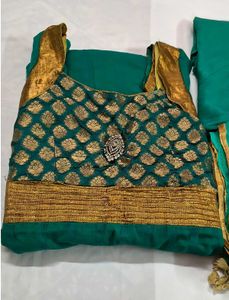 Elegant Teal Anarkali Suit with Gold Embellish