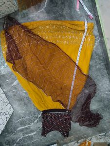 Stunning Yellow Lehenga Choli with Embellished Top