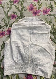 White Ruched Crop Top