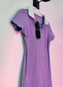 🌙Vintage polo Ribbed Mini Dress 💜