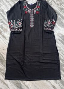 Elegant Embroidered Black Kurta