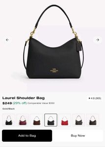 Original Coach Black Pebbled Leather Shoulder Bag