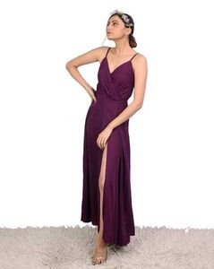 Elegant Women's Plum Maxi Dress