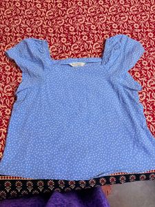 Light Blue Ditsy Print Top