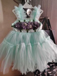 Mint Green Tulle Dress with Flowers