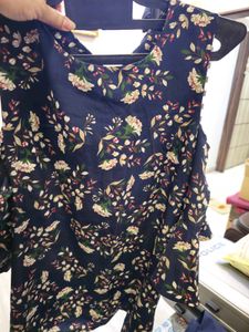 Navy Floral Print Top