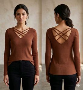 PRICE DROP🚨Brown Ribbed Top