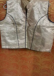 Silver Brocade Sleeveless Blouse