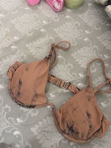Marble Print Bikini Set with Sarong