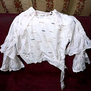 Stylish White Premium Usable Bell Sleeve Top