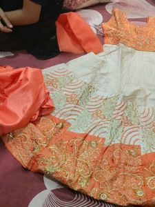 Festive Orange &amp; White Dress