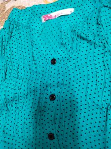 Stylish Teal Polka Dot Shirt