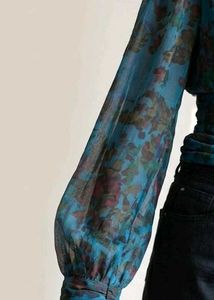 Moody Floral Teal Ruched Crop Top, V-Neck