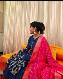 Elegant Blue &amp; Pink Kurta Set
