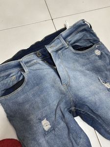 Stylish Ripped Blue Denim Jeans